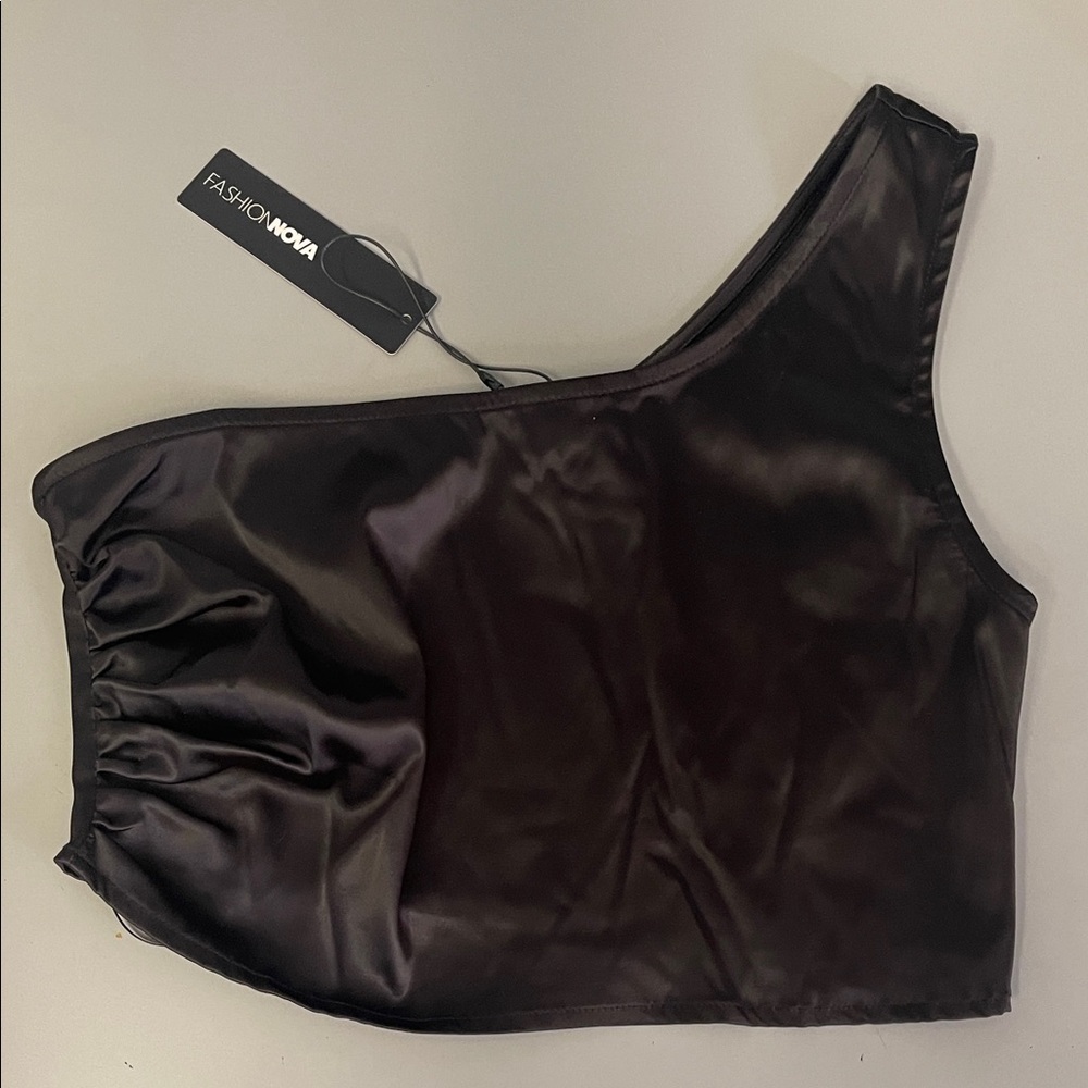 Fashion Nova Elegant Black Satin Top